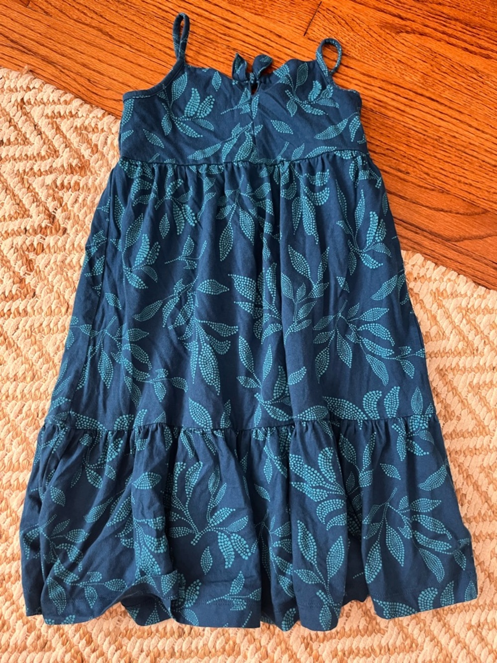 Crewcuts Navy Blue Leaf Print Sundress